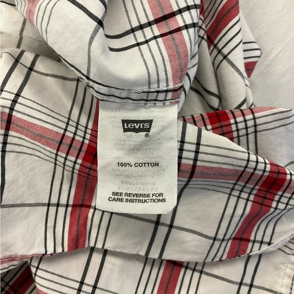 LEVI’S Men’s Red\White Plaid Western Style Pearl Snap Long Sleeve Shirt , sz SM - Picture 7 of 7